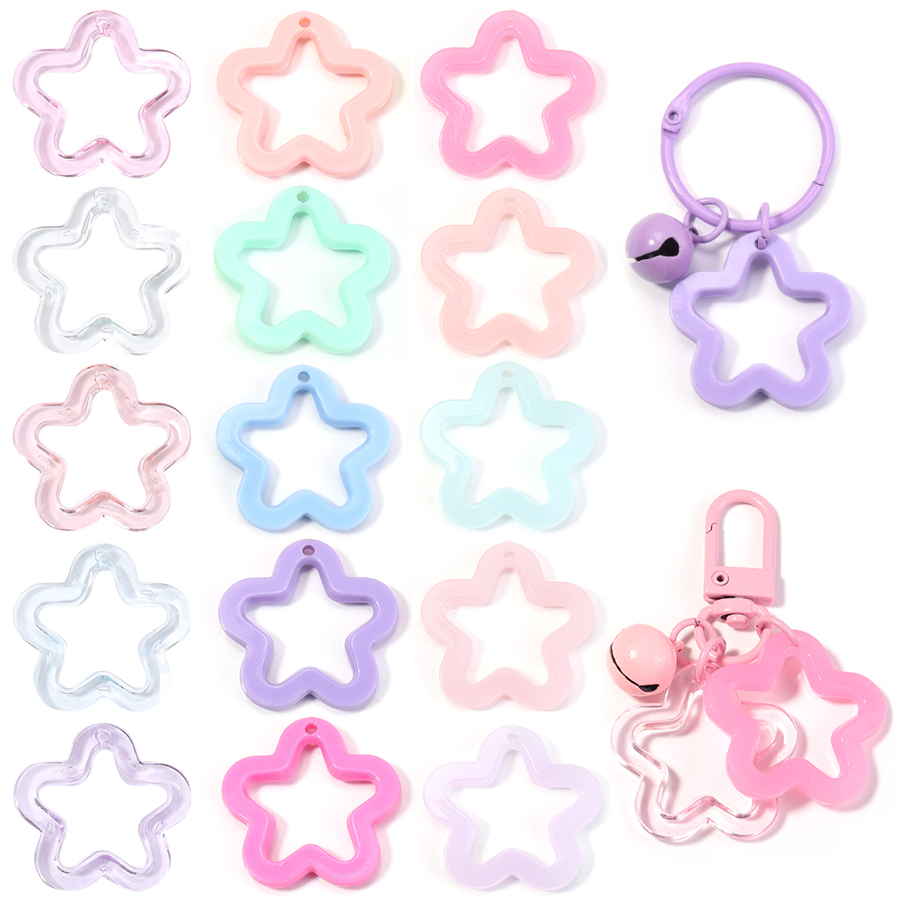 Y2K Tech Accessories - 30pcs/lot Colorful Acrylic Star Pendants 30mm