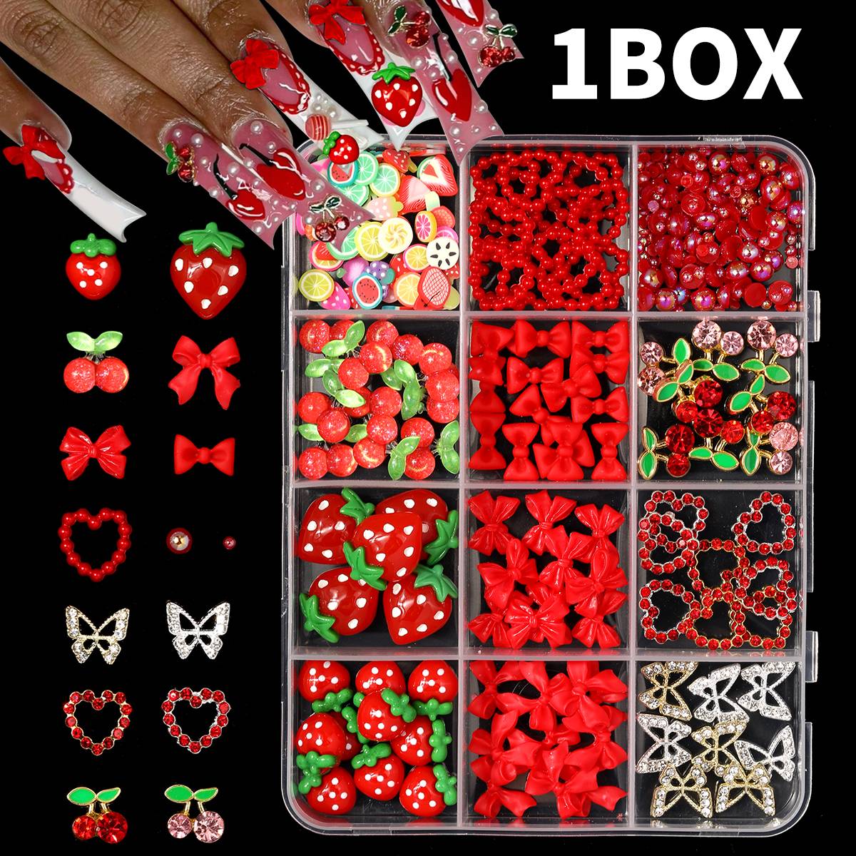 12Grids 3D Red Cherry/Bow/Stra - огляд і ціна Y2K Tech Accessories