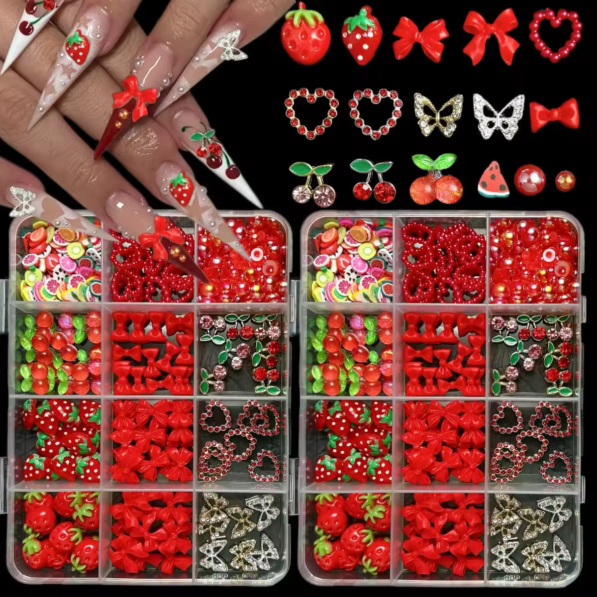 12Grids 3D Red Cherry/Bow/Stra - огляд і ціна Y2K Tech Accessories