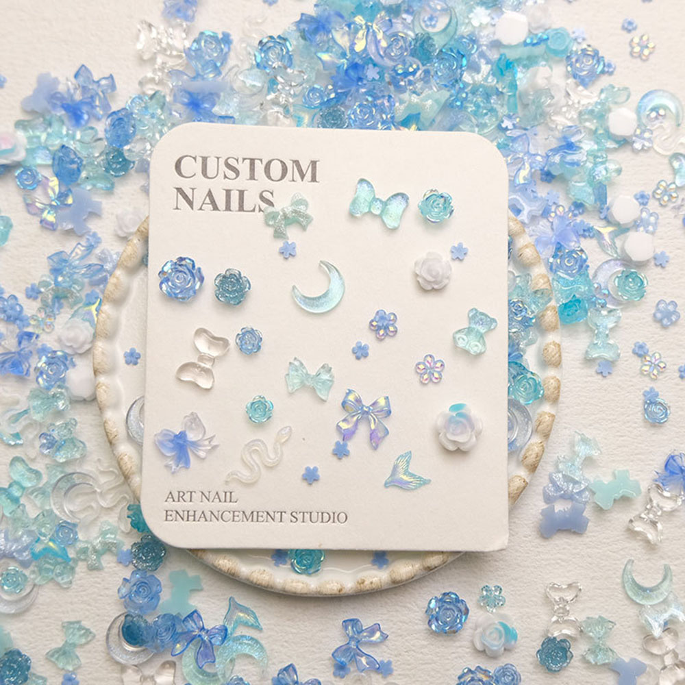 50pcs Mixed Blue Nail Resin Ch - огляд і ціна Y2K Tech Accessories