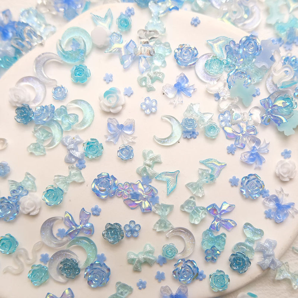 50pcs Mixed Blue Nail Resin Ch - огляд і ціна Y2K Tech Accessories