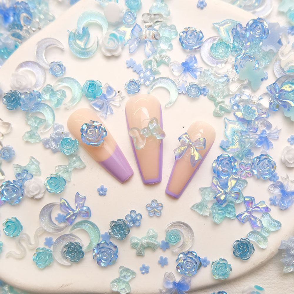 50pcs Mixed Blue Nail Resin Ch - огляд і ціна Y2K Tech Accessories