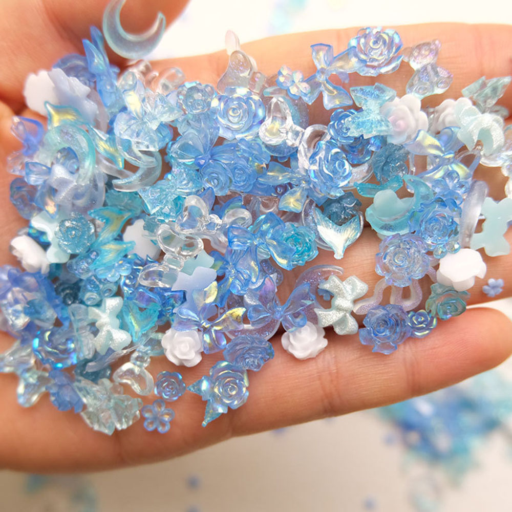 50pcs Mixed Blue Nail Resin Ch - огляд і ціна Y2K Tech Accessories